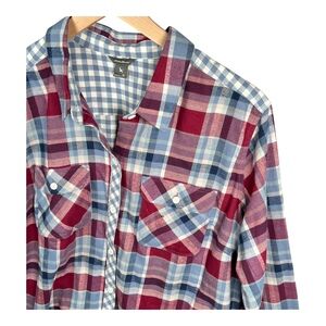 Eddie Bauer Flannel Button Down Shirt Womens‎ XL Plaid Outdoors Hiking Soft